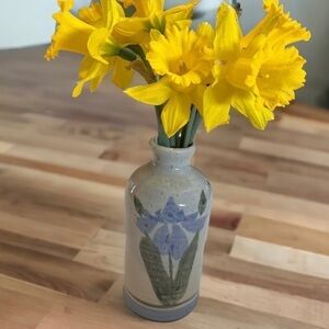 Hand thrown pottery vase 7” H